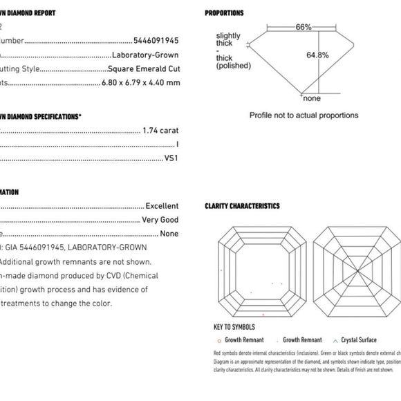 GIA Asscher 1.83ct G VVS1 Certified Lab Grown Diamond - Picture 3 of 3